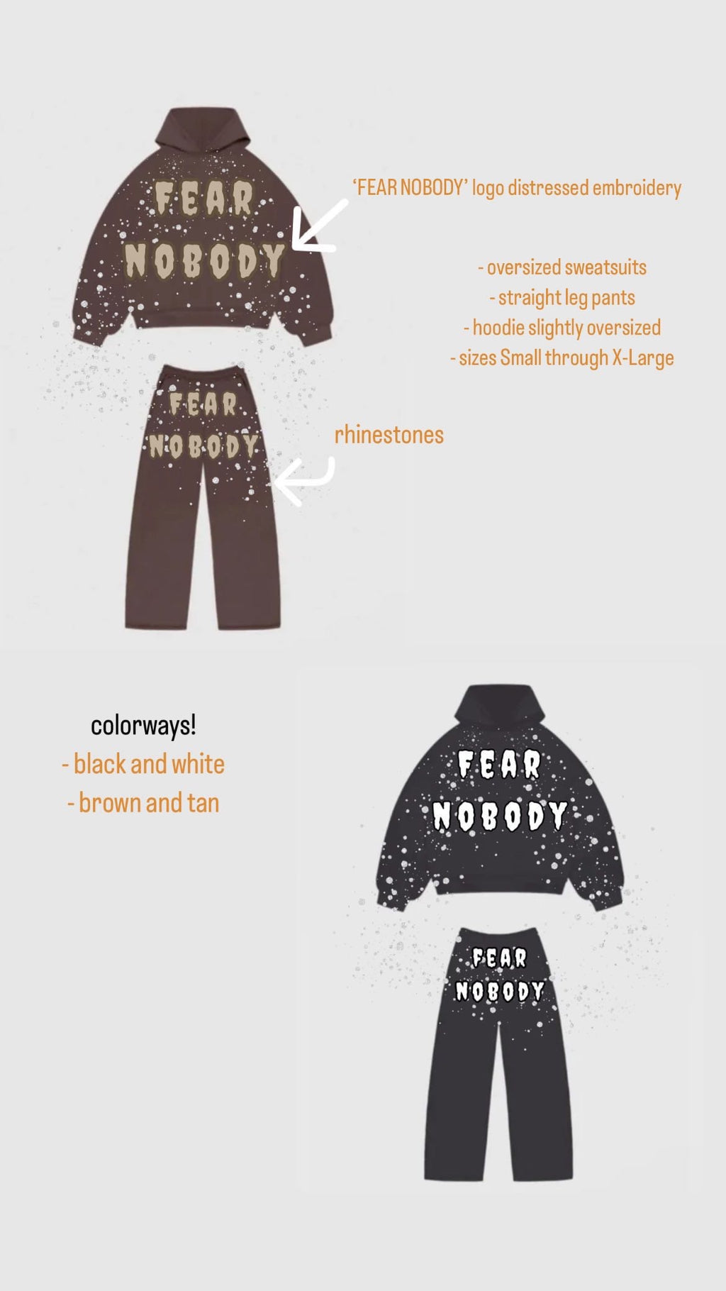 Fear Nobody Rhinestone Sets