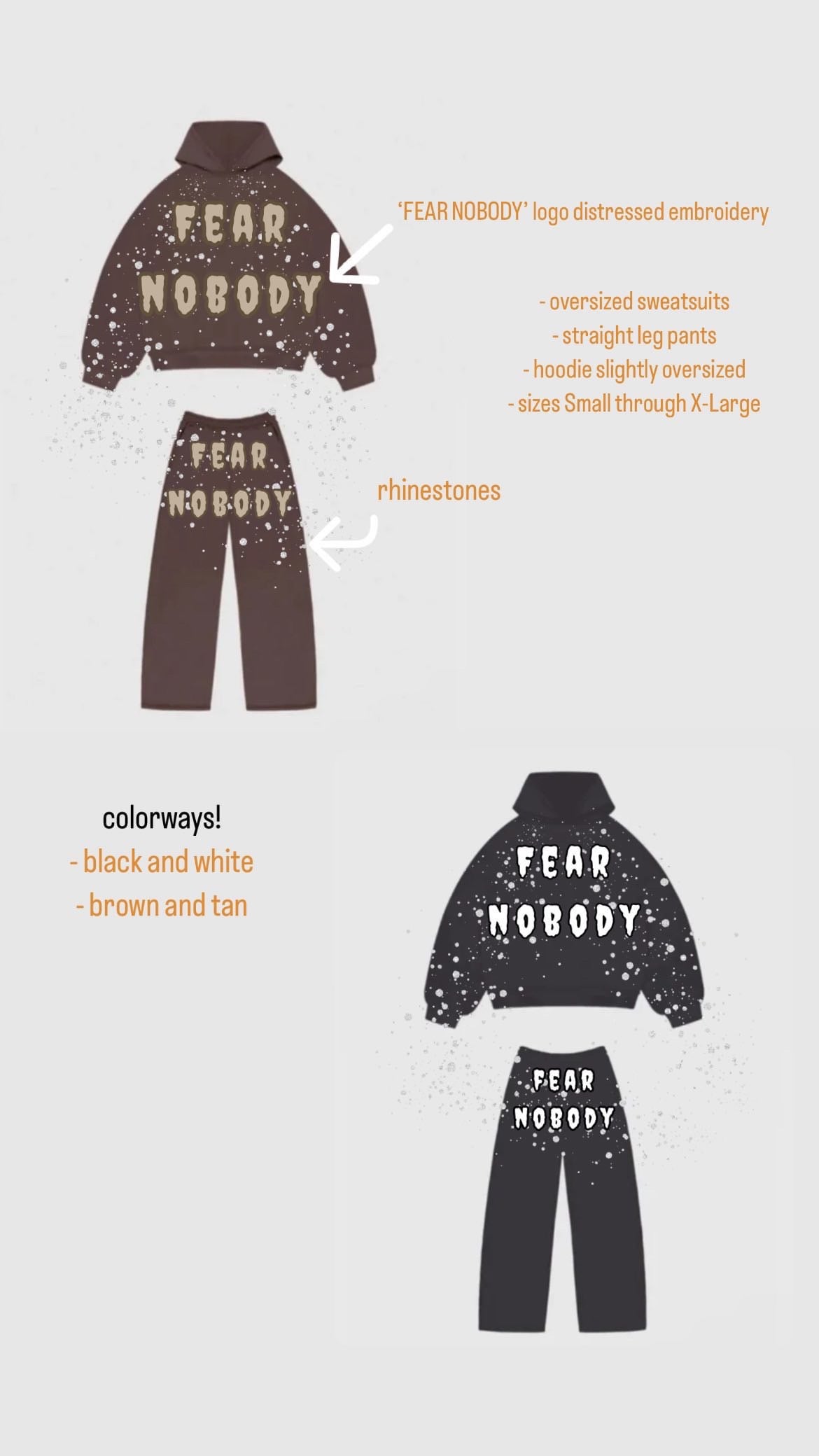 Fear Nobody Rhinestone Sets