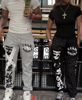 Fear Nobody Rhinestone Cross Sweatpants