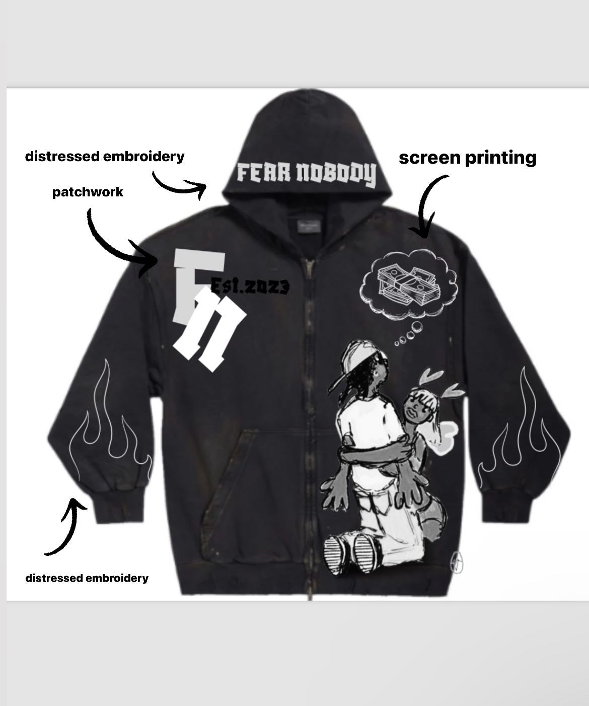 Fear Nobody Patchwork Hoodie